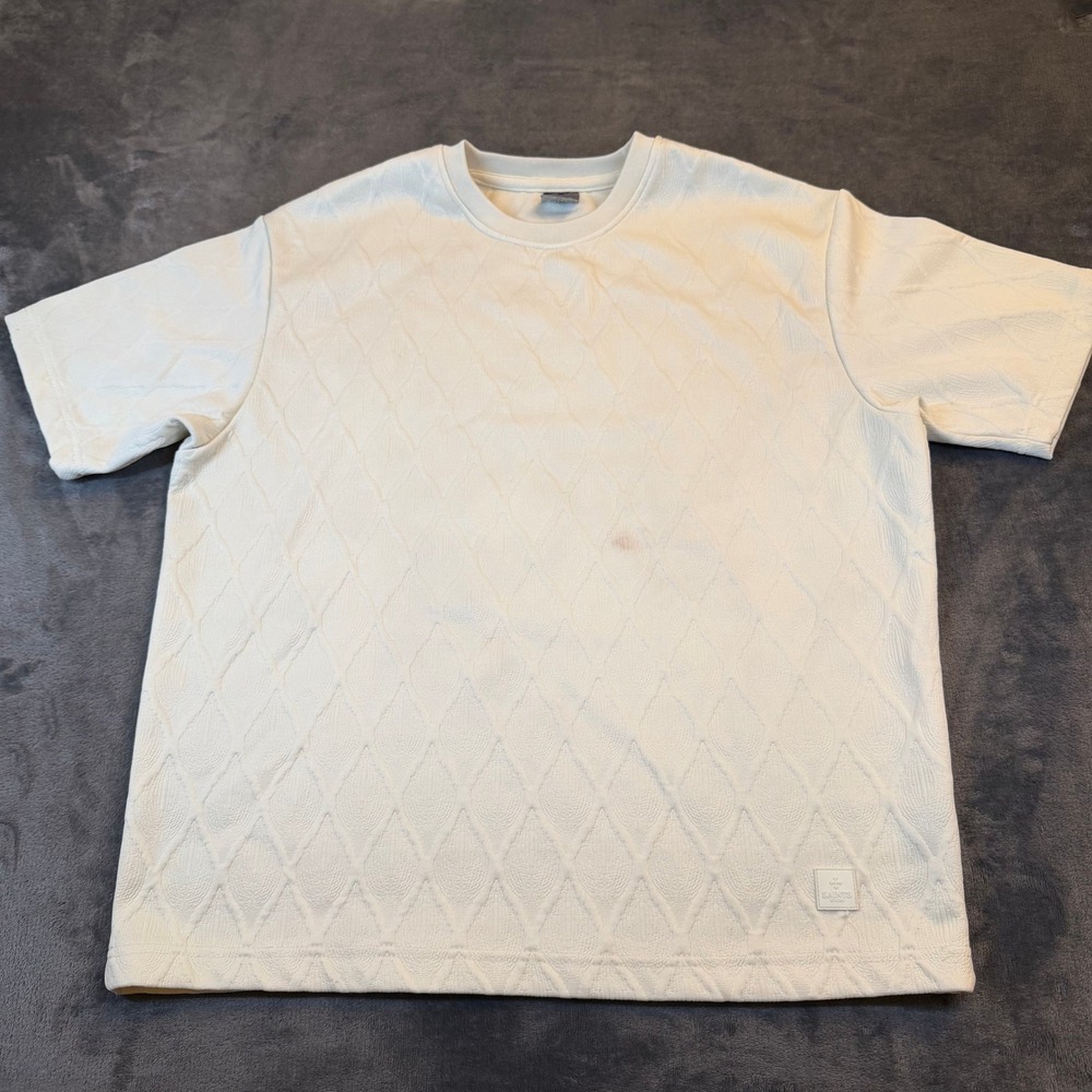 Saints Studio Textured Diamond T Shirt Mens Medium Cream Short Sleeve